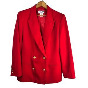 Pendleton Suit Coat Womens 8 Red Wool Gold Button Double Breasted Festive Season